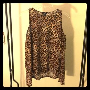 leopard sweater with exposed shoulders